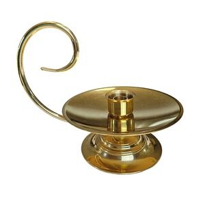 Baldwin‎ Brass Gold Polished Finger Loop Chamberstick Candlestick Holder USA Vtg